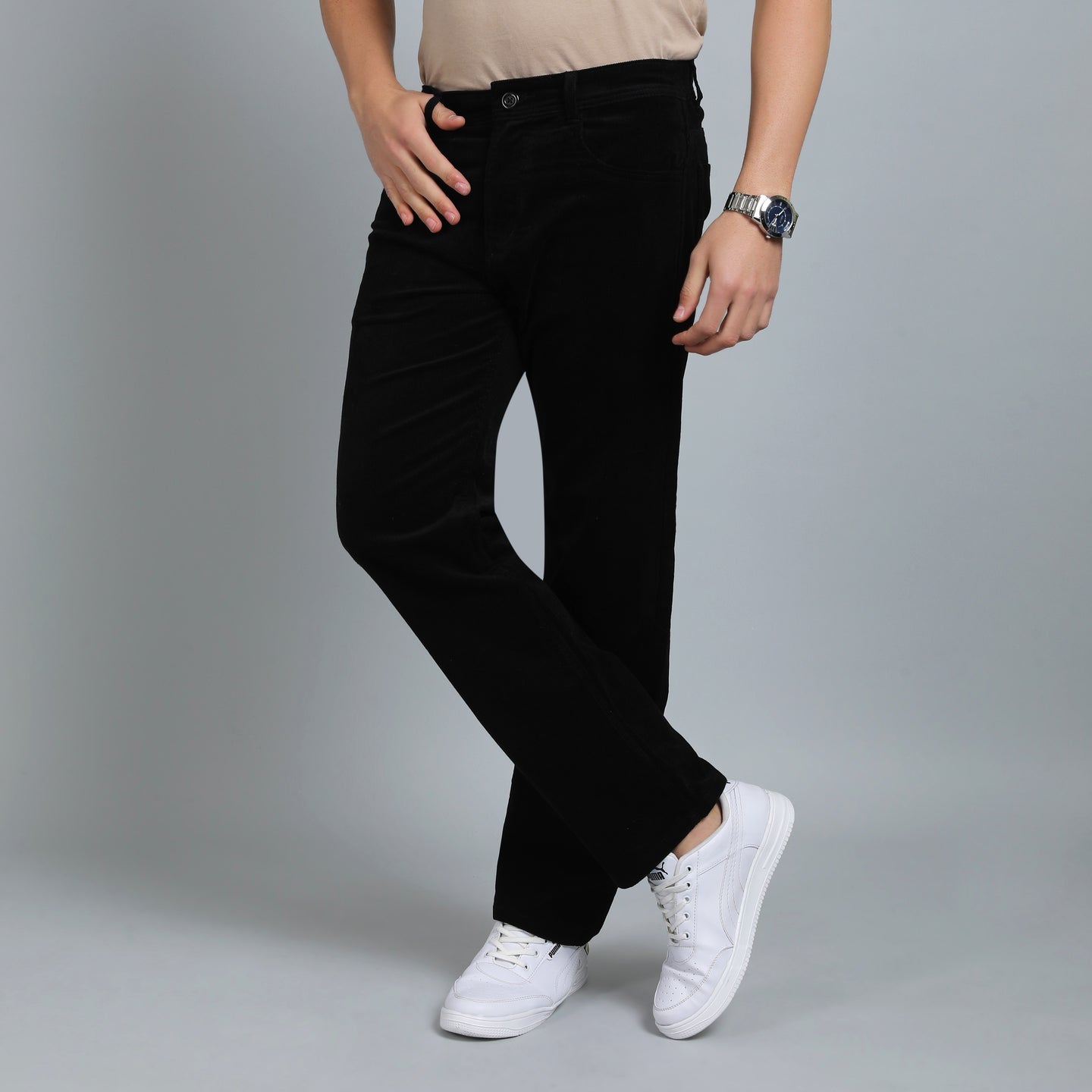 OYSTER BLACK CORDUROY PANTS 4770-4